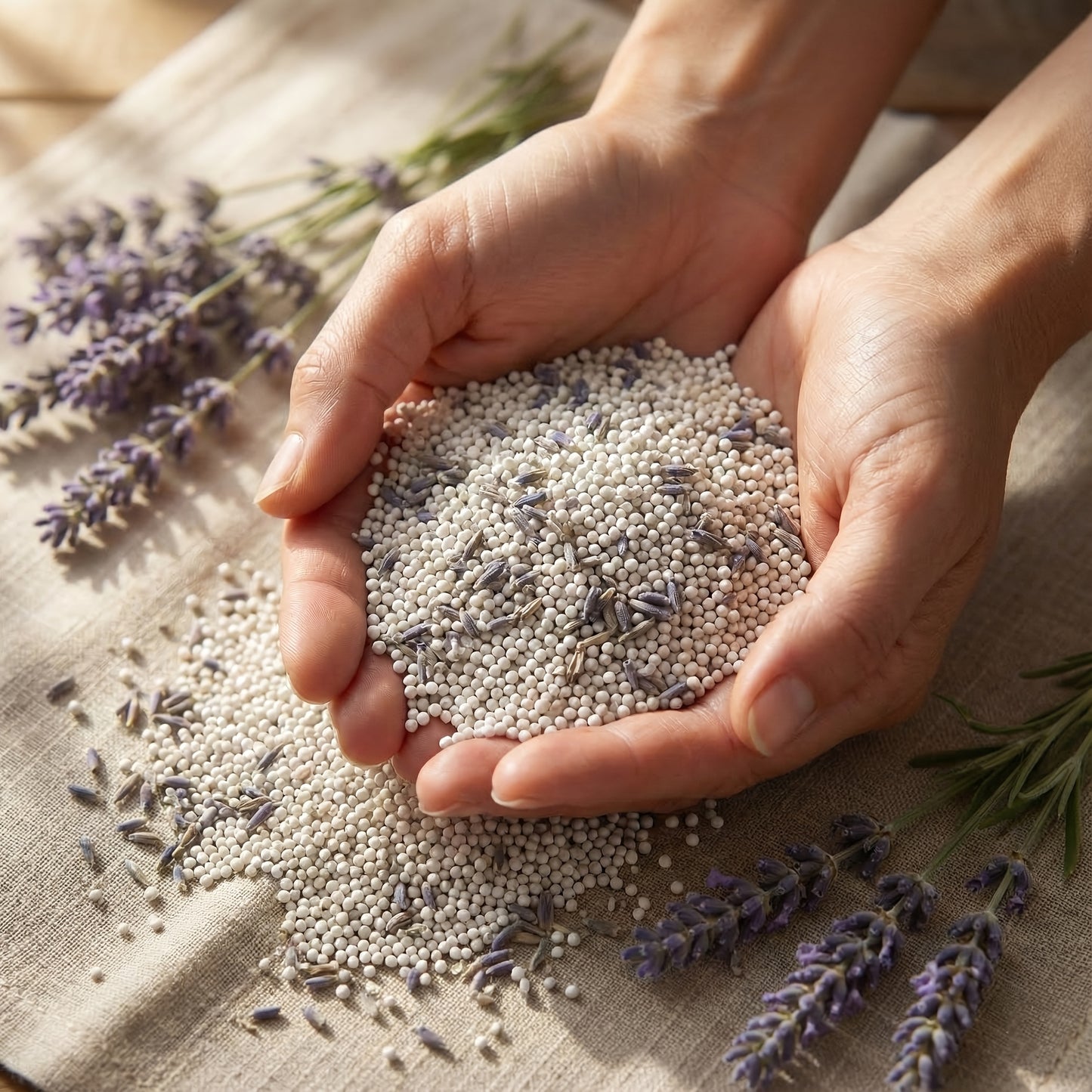 Almofada de Olhos Ponderada em Linho | Capa de Dupla Face, Bolsa Interior em Fibra Vegetal, Contas de Argila e Lavanda Francesa 5A, Enchimento de 260g, Tecido de 20g, Compressão Quente ou Fria, Segura para Micro-ondas e Congelador, Reutilizável para Dormir, Olhos Secos, Migrê, Yoga