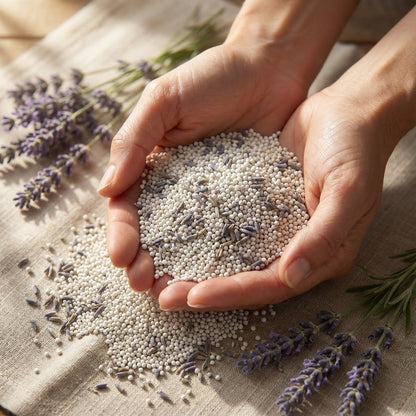 Almofada de Olhos Ponderada em Linho | Capa de Dupla Face, Bolsa Interior em Fibra Vegetal, Contas de Argila e Lavanda Francesa 5A, Enchimento de 260g, Tecido de 20g, Compressão Quente ou Fria, Segura para Micro-ondas e Congelador, Reutilizável para Dormir, Olhos Secos, Migrê, Yoga