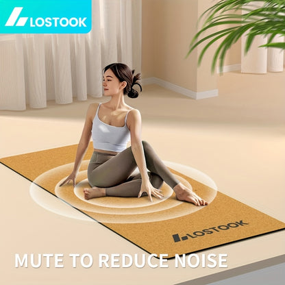 Tapete de Yoga em Cortiça Natural - Tapete de Fitness TPE Antiderrapante com Design Floral, Castanho Escuro, Perfeito para Yoga, Pilates e Exercícios no Chão, Tapete de Yoga Extra Grosso, Acessório de Pilates, Equipamento de Exercício Elegante, Superfície de Treino Durável