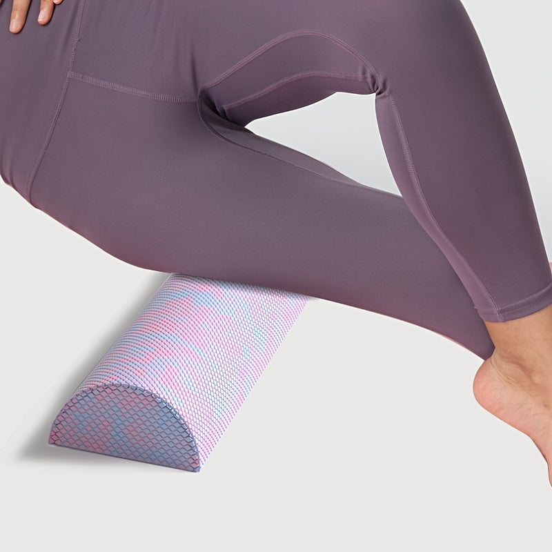 1 unidade, bloco de ioga semi-circular, operação manual, densidade média, para relaxamento do pescoço e dos músculos, prática de equilíbrio, ioga, fitness e ginástica. Almofada de treino de estação de equilíbrio de alongamento de perna com rolo de espuma semi-circular.