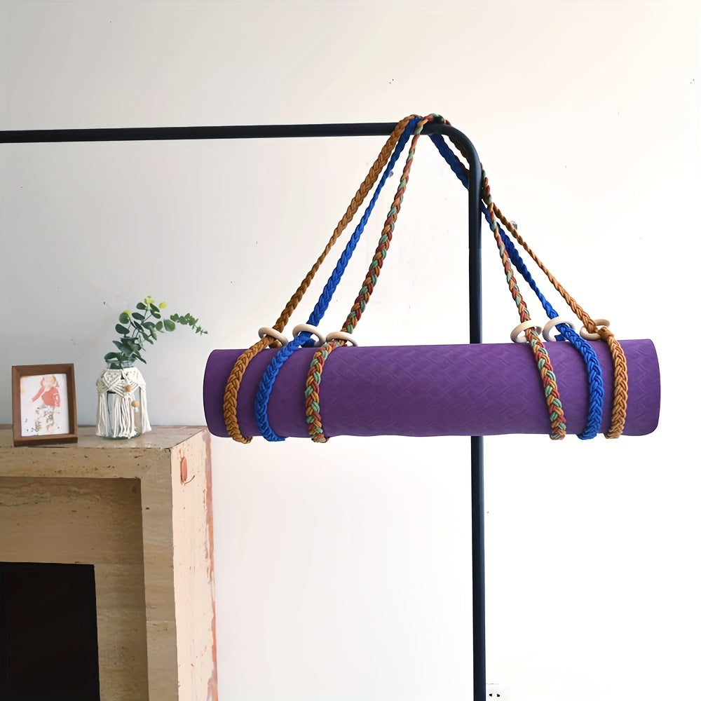 1peça Alça de Tapete de Yoga Tecida à Mão Estilo Boêmio - Tecido Durável com Alças Ajustáveis, Armazenamento Seguro para Tapetes de Yoga, Ideal para Academia em Casa e Entusiastas de Fitness, Armazenamento de Tapetes de Yoga | Estilo Boêmio | Design de Alça Ajustável, Suporte de Tapete de Yoga, Tapete de Yoga e Bloco, Conjunto de Blocos de Yoga, Conjunto de Tapetes de Yoga, Alça de Tapete de Yoga, Tapete de Exercício, Tapete de Fitness, Tapete de Yoga, Tapete de Treino, Acessórios de Yoga