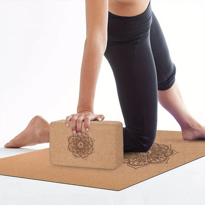 Bloco de Yoga de Cortiça e Madeira, Bloco de Yoga de Alta Densidade, Adequado para Treinamento de Dança, Pressão de Pernas, Fitness Indoor