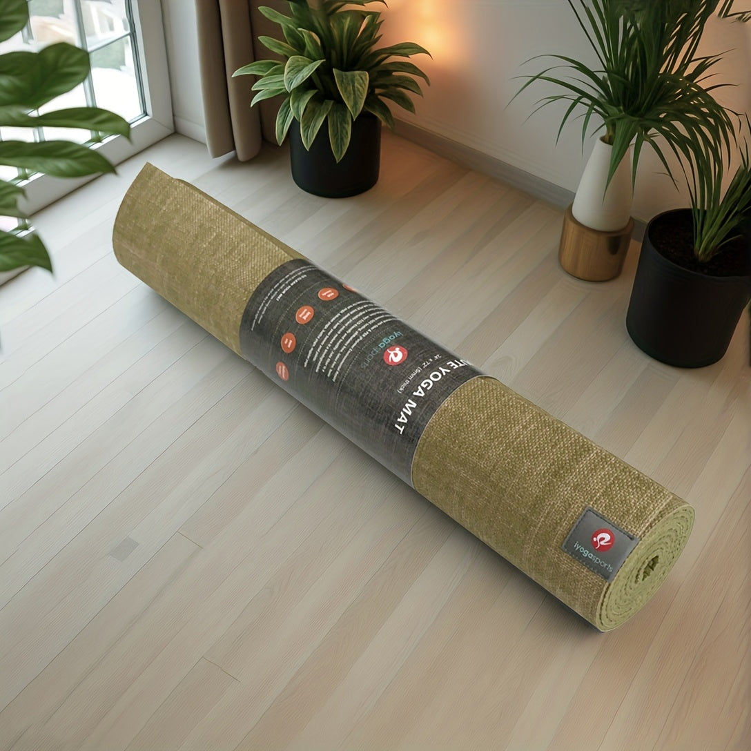 Tapete de Yoga Extra Grande de Juta Natural Reforçado 72x24 Polegadas - Extra Grosso 0.2" (5mm) Antiderrapante, Tapete de Chão Não Tóxico para Ginásio em Casa, Pilates, Yoga, Dança - Tapete de Treino Vegan com Superfície Antiderrapante, Durável e Fácil de Limpar