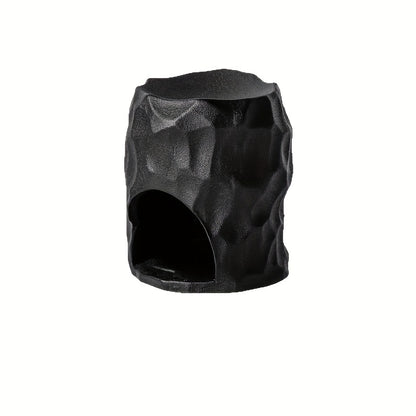 Difusor de Aroma e Queimador de Cera de Cerâmica Artesanal - Inspirado no Wabi-Sabi - Aquecedor de Óleos Essenciais com Suporte para Vela de Chá, Cerâmica Preta/Branca para Decoração de Casa, Presente de Relaxamento, Difusor de Baixa Manutenção para Óleos e Velas