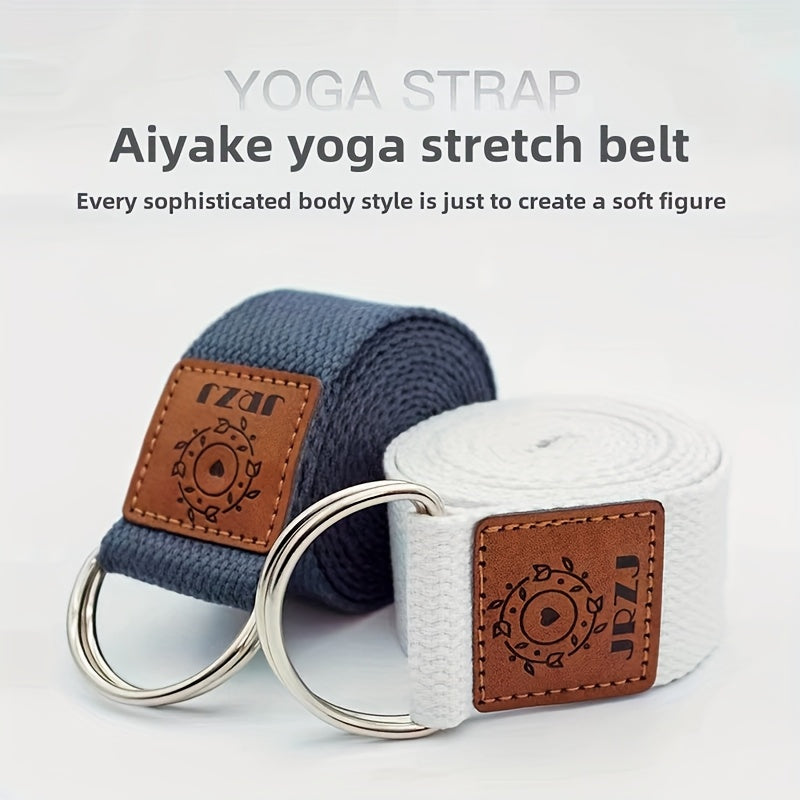 Cinto de alongamento não elástico para Ashtanga Yoga de 1.8m para fitness, abertura de ombro e aquecimento - Sukhame acessório de fitness em fibra de poliéster branco com anéis metálicos, perfeito para exercícios de alongamento, yoga e desporto