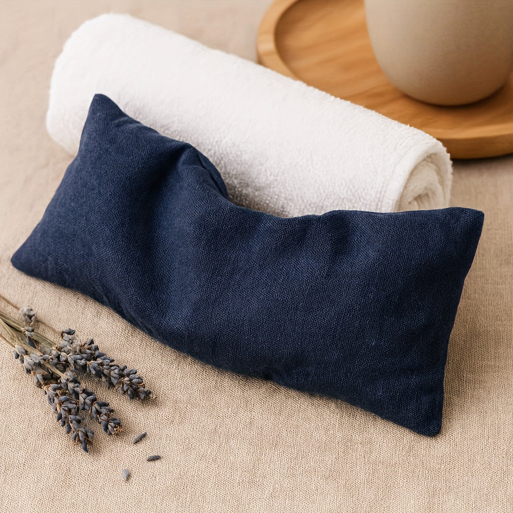 Almofada de Olhos Ponderada em Linho | Capa de Dupla Face, Bolsa Interior em Fibra Vegetal, Contas de Argila e Lavanda Francesa 5A, Enchimento de 260g, Tecido de 20g, Compressão Quente ou Fria, Segura para Micro-ondas e Congelador, Reutilizável para Dormir, Olhos Secos, Migrê, Yoga