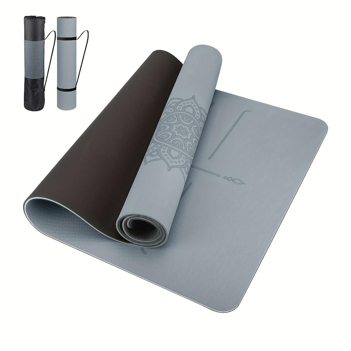 Tapete de Yoga Antiderrapante com Guias de Alinhamento - Tapete de Exercício TPE de Alta Qualidade para Ginásio em Casa, Pilates, Viagem - Durável, Portátil e Fácil de Limpar - Ideal para Yoga