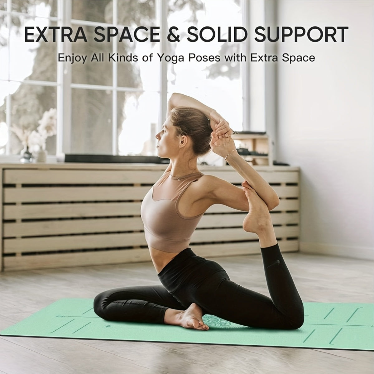 Tapete de Yoga Antiderrapante com Guias de Alinhamento - Tapete de Exercício TPE de Alta Qualidade para Ginásio em Casa, Pilates, Viagem - Durável, Portátil e Fácil de Limpar - Ideal para Yoga