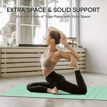 Tapete de Yoga Antiderrapante com Guias de Alinhamento - Tapete de Exercício TPE de Alta Qualidade para Ginásio em Casa, Pilates, Viagem - Durável, Portátil e Fácil de Limpar - Ideal para Yoga