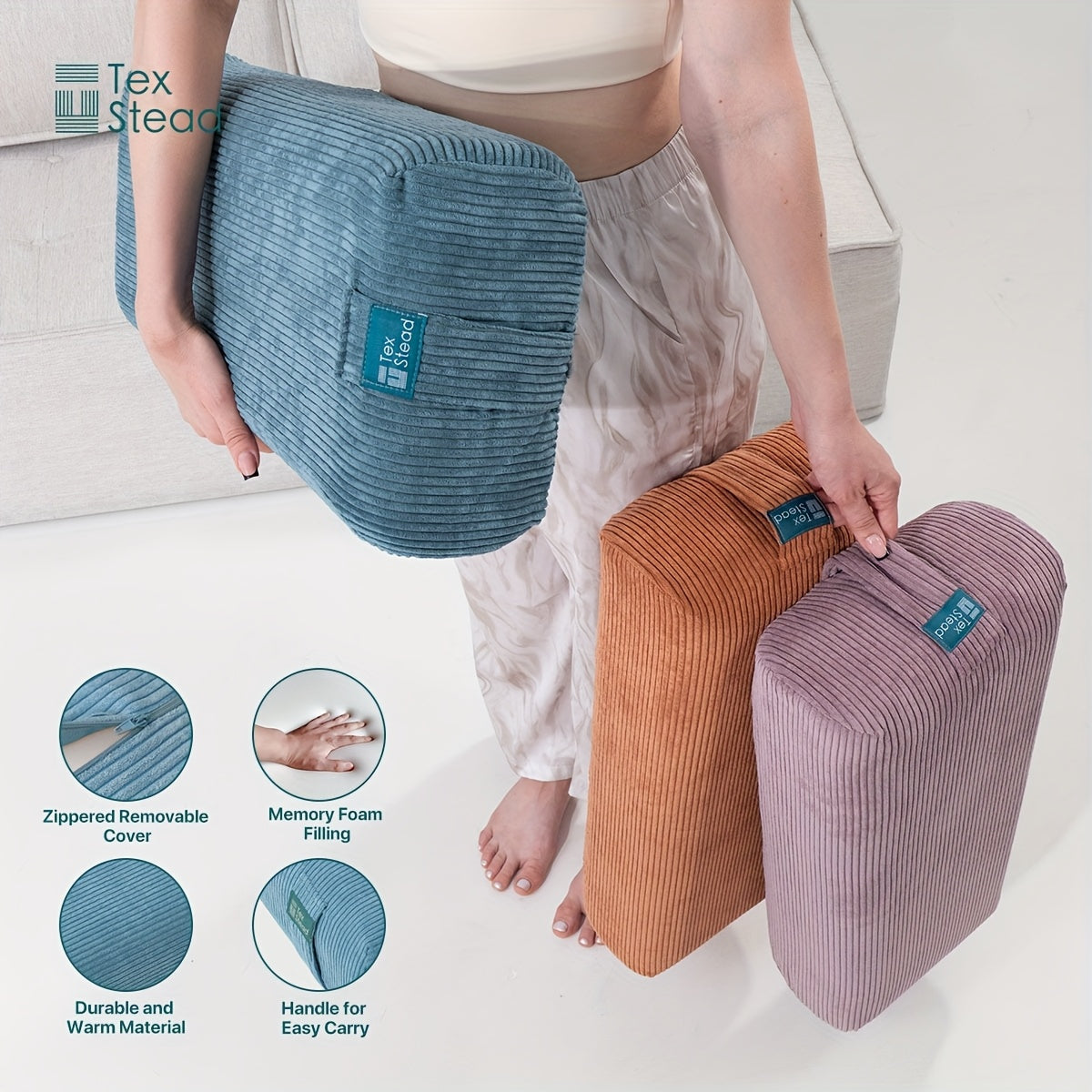 1peça TEXSTEAD Almofada de Yoga Bolster para Posições Restauradoras, Meditação, Alongamento e Suporte para as Costas - Almofada Retangular com Alça de Transporte, Capa Removível, Leve e Firme, Ideal para Uso em Casa ou Estúdio, Disponível em Várias Cores, Acessórios de Yoga, Ferramenta de Yoga Versátil, Design Ergonômico, Tapete de Yoga Durável