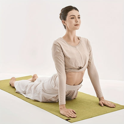 Tapete de Yoga de Linho - Tapete de Fitness Portátil de Alta Qualidade, Antiderrapante, para Mulheres, Ideal para Treinos em Casa e Meditação, Tapete de Yoga Extra Grosso