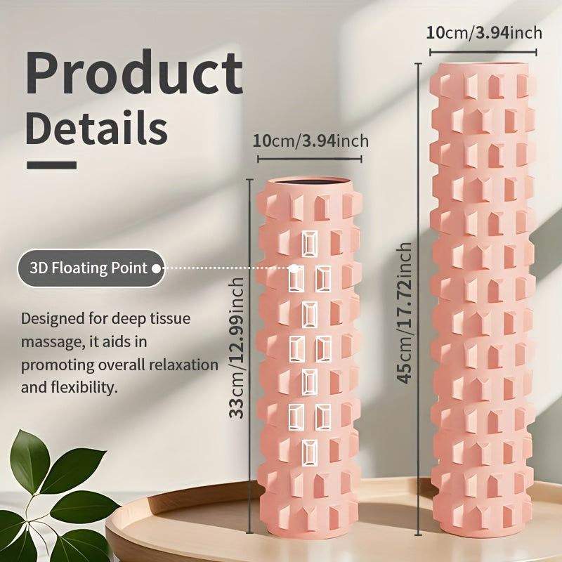 Conjunto de 2 rolos de espuma de alta densidade de tamanho grande, efetivamente ajuda na forma do corpo, material EVA, coluna de ioga estilo dente de lobo 3D, coluna de massagem fascial, adequado para fitness em casa, relaxamento, massagem de ginásio, massagem de longa duração no escritório.