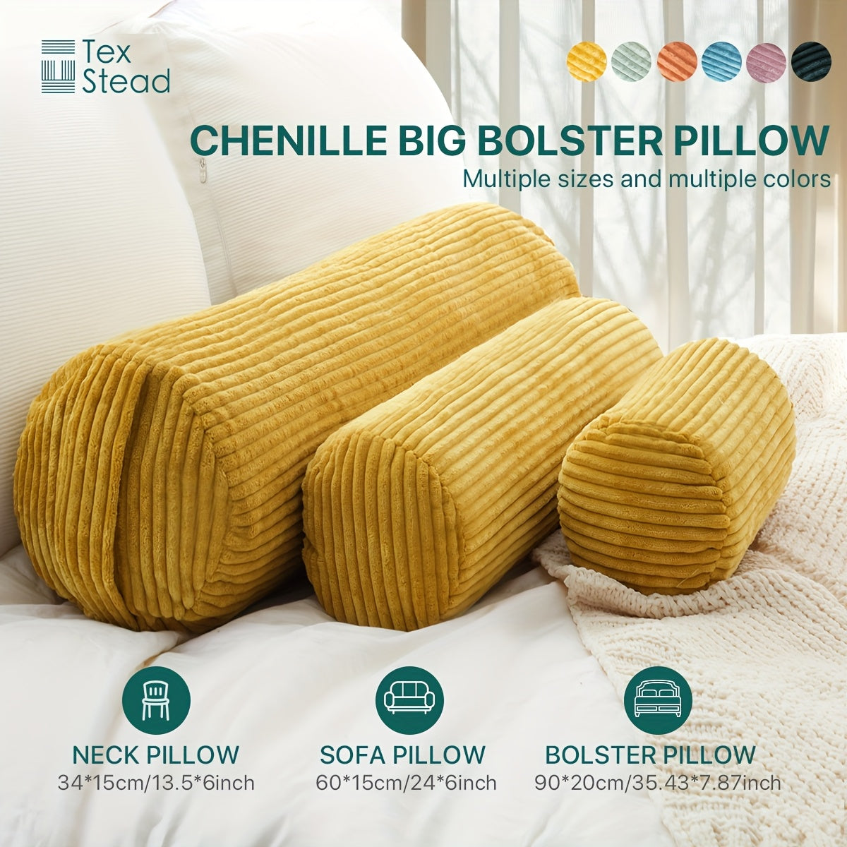 Almofada Roll, Almofada Bolster de Fleece Coral Versátil, Travesseiro Corporal para Suporte ao Dormir, Pernas e Costas, Ideal para Conforto da Coluna e Pescoço, Lavável à Máquina para Decoração de Cama e Sofá, 6 Cores Vibrantes e 3 Tamanhos Disponíveis