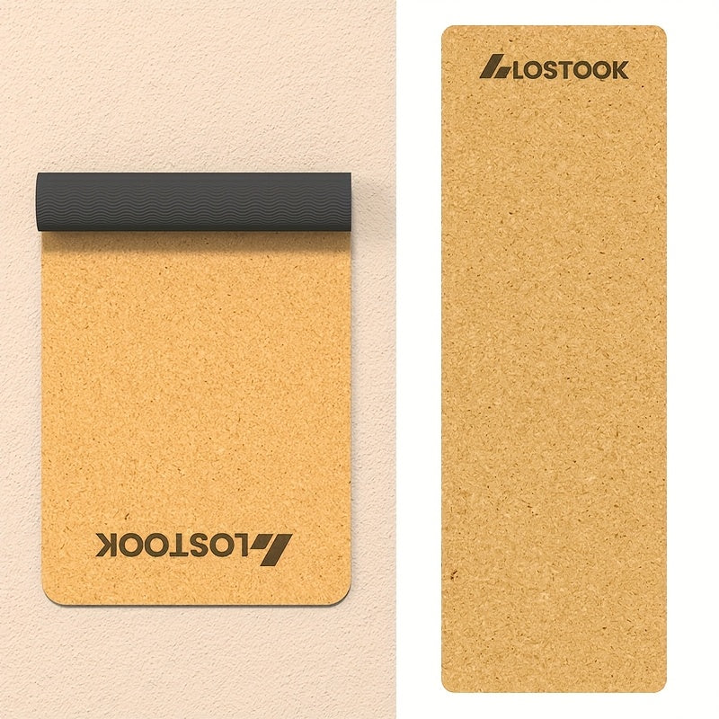 Tapete de Yoga em Cortiça Natural - Tapete de Fitness TPE Antiderrapante com Design Floral, Castanho Escuro, Perfeito para Yoga, Pilates e Exercícios no Chão, Tapete de Yoga Extra Grosso, Acessório de Pilates, Equipamento de Exercício Elegante, Superfície de Treino Durável