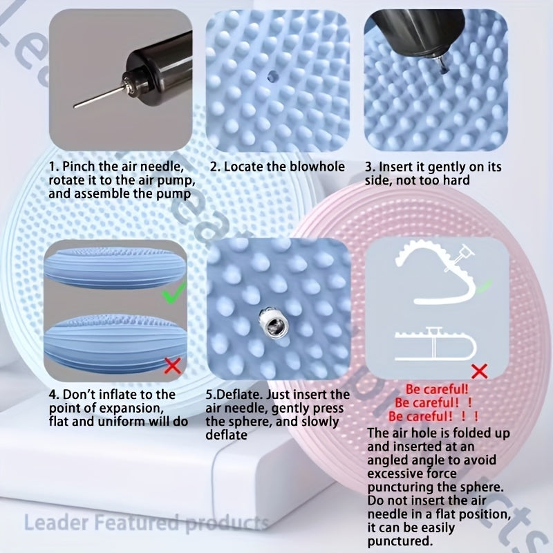 Conjunto de Almofada para Equilíbrio em Yoga com Treinador Inflável, Bola PVC, 2 Peças Material Espessado e Duradouro Ideal para Ioga, Pilates e Exercícios de Estabilidade - Presente Natal/Ano Novo