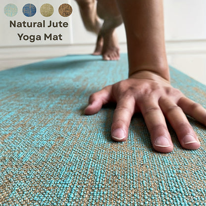 Tapete de Yoga Extra Grande de Juta Natural Reforçado 72x24 Polegadas - Extra Grosso 0.2" (5mm) Antiderrapante, Tapete de Chão Não Tóxico para Ginásio em Casa, Pilates, Yoga, Dança - Tapete de Treino Vegan com Superfície Antiderrapante, Durável e Fácil de Limpar