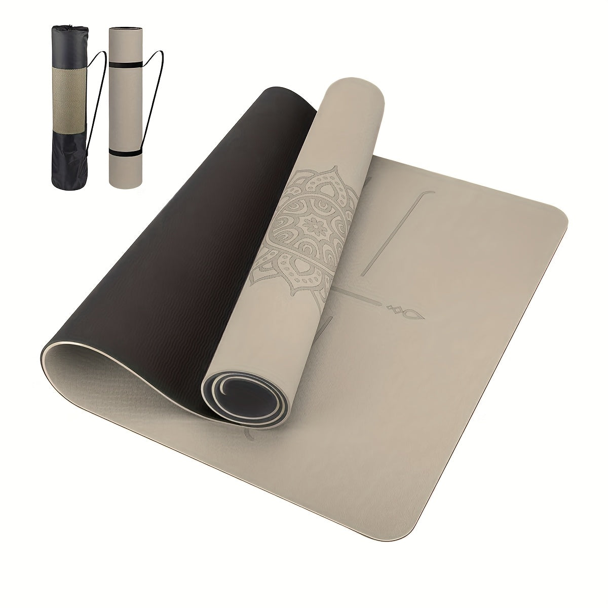 Tapete de Yoga Antiderrapante com Guias de Alinhamento - Tapete de Exercício TPE de Alta Qualidade para Ginásio em Casa, Pilates, Viagem - Durável, Portátil e Fácil de Limpar - Ideal para Yoga