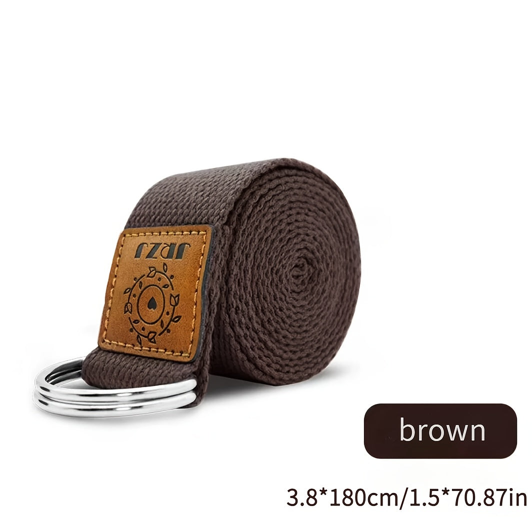 Cinto de alongamento não elástico para Ashtanga Yoga de 1.8m para fitness, abertura de ombro e aquecimento - Sukhame acessório de fitness em fibra de poliéster branco com anéis metálicos, perfeito para exercícios de alongamento, yoga e desporto