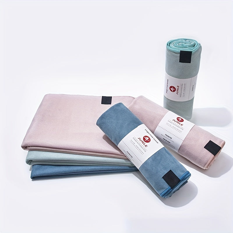 Toalha de Yoga Antiderrapante - Azul Turquesa & Roxo Lavanda, Tecido Absorvente e Secagem Rápida, Base Não Escorregadia para Ginásio, Pilates, Treinos - Compatível com Esteiras (/Cinza)