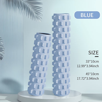 Conjunto de 2 rolos de espuma de alta densidade de tamanho grande, efetivamente ajuda na forma do corpo, material EVA, coluna de ioga estilo dente de lobo 3D, coluna de massagem fascial, adequado para fitness em casa, relaxamento, massagem de ginásio, massagem de longa duração no escritório.