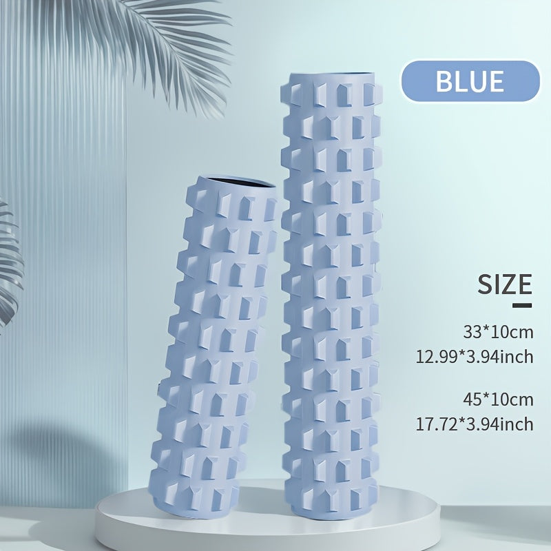 Conjunto de 2 rolos de espuma de alta densidade de tamanho grande, efetivamente ajuda na forma do corpo, material EVA, coluna de ioga estilo dente de lobo 3D, coluna de massagem fascial, adequado para fitness em casa, relaxamento, massagem de ginásio, massagem de longa duração no escritório.