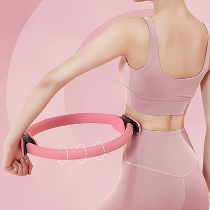Anel de Pilates Rosa Versátil para Fitness de Corpo Inteiro - Fortaleça, Alongue & Tonifique com Alças de Conforto - Presente Ideal para o Dia das Mães, Dia da Mulher, Dia dos Namorados - Material PP Durável