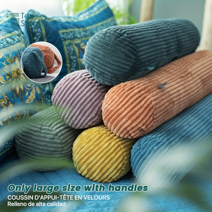 Almofada Roll, Almofada Bolster de Fleece Coral Versátil, Travesseiro Corporal para Suporte ao Dormir, Pernas e Costas, Ideal para Conforto da Coluna e Pescoço, Lavável à Máquina para Decoração de Cama e Sofá, 6 Cores Vibrantes e 3 Tamanhos Disponíveis