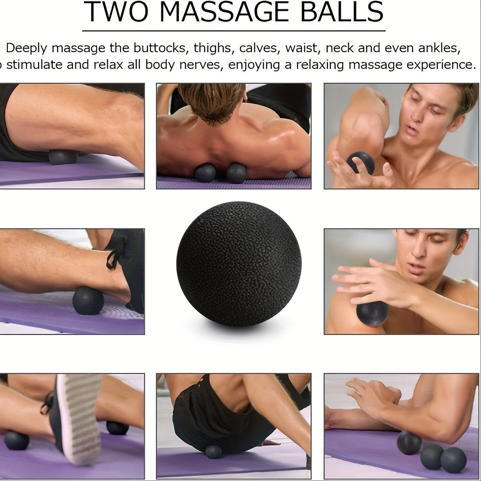 Kit de Rolo de Espuma 4 em 1 Preto com 2 Bolas de Massagem e Bastão de Massagem para Fitness, Yoga e Pilates - Kit Completo para Relaxamento Profundo