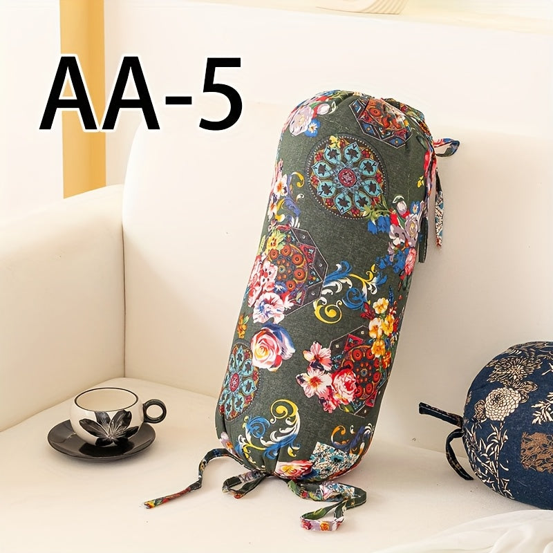 1pc Almofada Cilíndrica Estilo Boêmio com Inserto, Almofada Decorativa Lavável, Fecho de Laço no Pescoço, Costas e Cintura, Adequada para Quarto, Sofá, Escritório, etc., Capa de Tecido de Poliéster L50cm*D20cm com Suporte Ergonômico para o Pescoço, Capa Removível