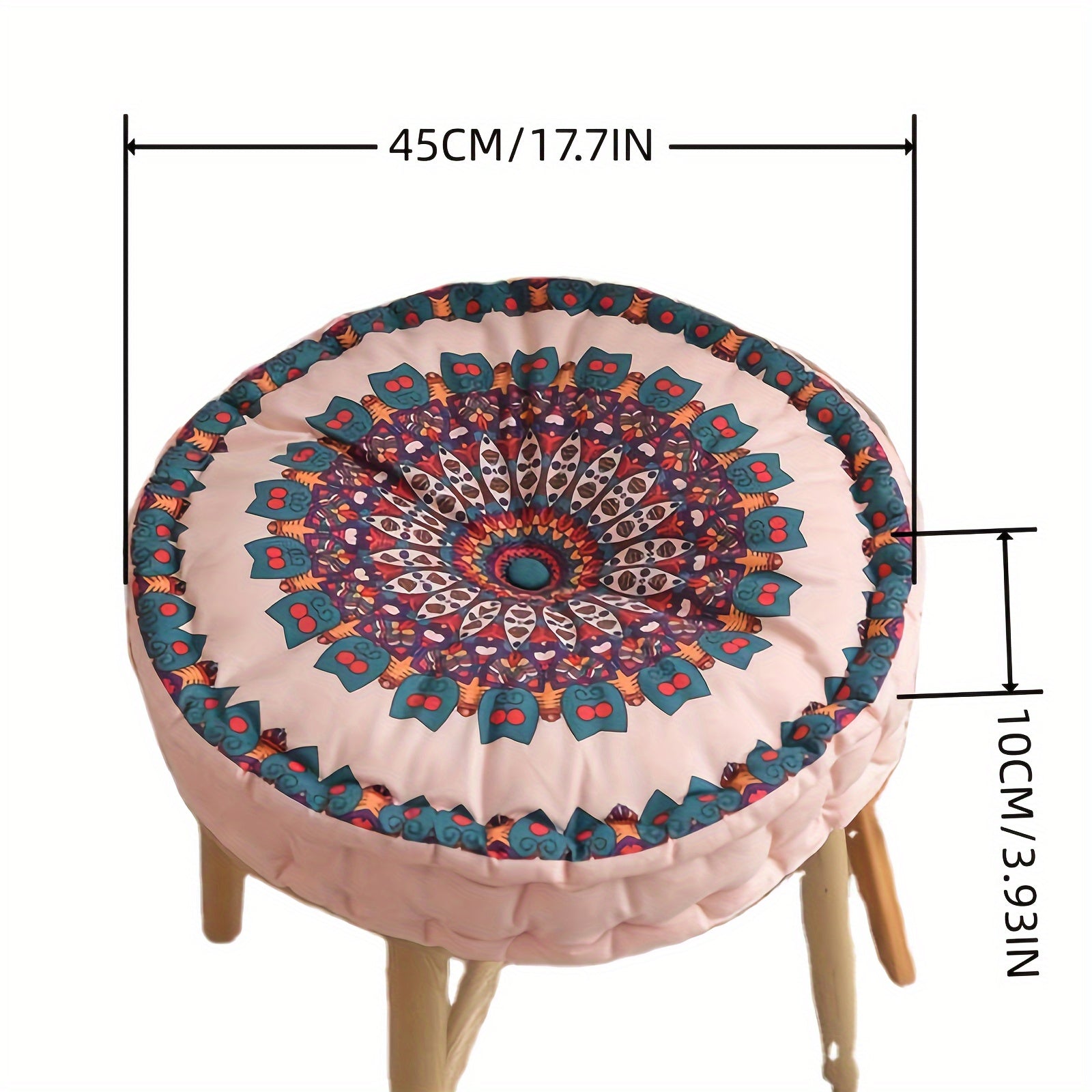 Almofada Redonda Estilo Bohemian para Decoração de Casa, Tapete de Yoga para Sala e Ambientes Externos