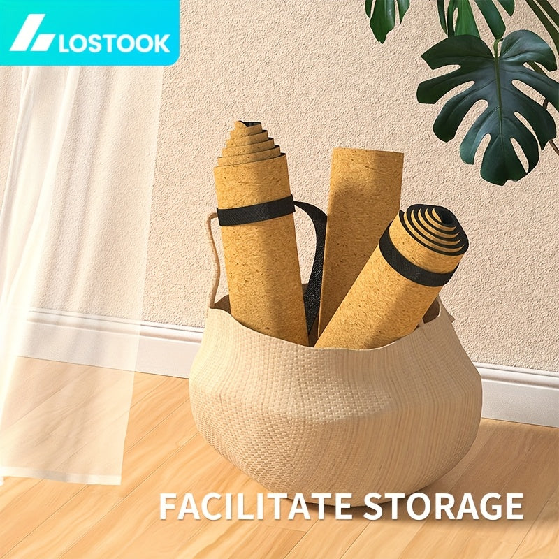 Tapete de Yoga em Cortiça Natural - Tapete de Fitness TPE Antiderrapante com Design Floral, Castanho Escuro, Perfeito para Yoga, Pilates e Exercícios no Chão, Tapete de Yoga Extra Grosso, Acessório de Pilates, Equipamento de Exercício Elegante, Superfície de Treino Durável