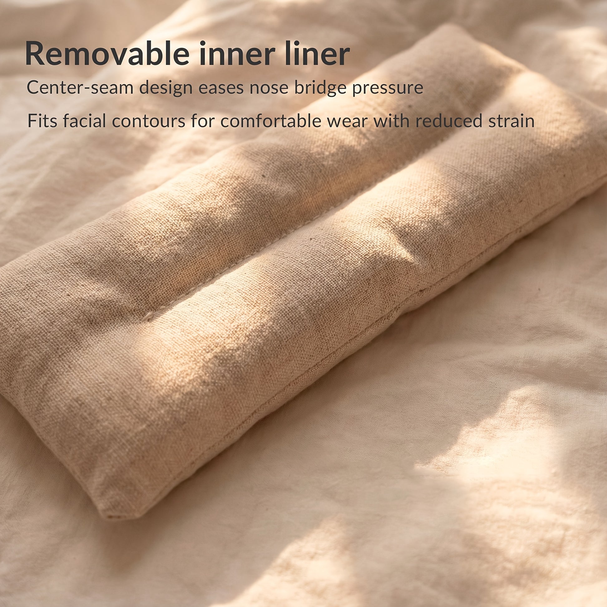 Almofada de Olhos Ponderada em Linho | Capa de Dupla Face, Bolsa Interior em Fibra Vegetal, Contas de Argila e Lavanda Francesa 5A, Enchimento de 260g, Tecido de 20g, Compressão Quente ou Fria, Segura para Micro-ondas e Congelador, Reutilizável para Dormir, Olhos Secos, Migrê, Yoga