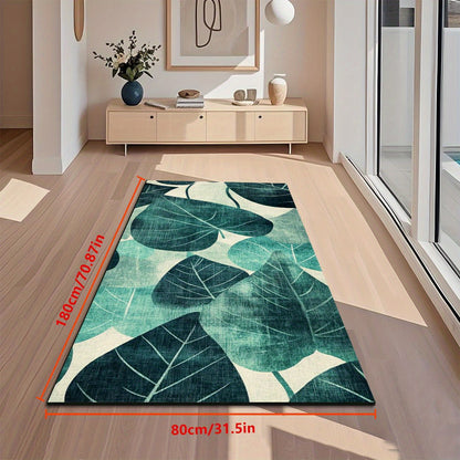 Tapete de Yoga Antiderrapante com Padrão de Folhas Verdes - Tapete Natural para Fitness, Pilates, Dança e Atividades ao Ar Livre, Superfície Espessa e Antideslizante