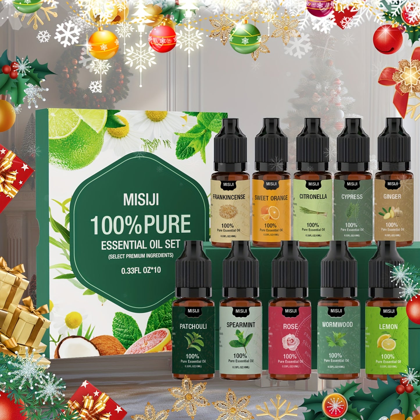 Conjunto de Óleos Essenciais 20×10ML | Top 20 - Óleos Essenciais para Difusor, Ambientador, Lavandaria, Fabrico de Velas & Sabonetes, Humidificadores | O Melhor Presente para Mulheres, Amigas, Namorada, Adequado para Uso no Inverno