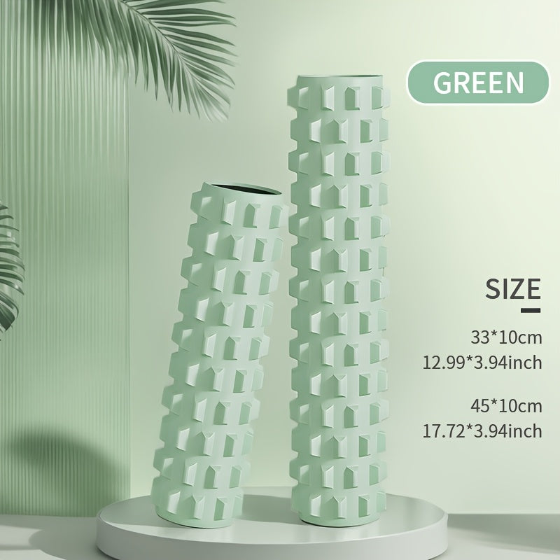 Conjunto de 2 rolos de espuma de alta densidade de tamanho grande, efetivamente ajuda na forma do corpo, material EVA, coluna de ioga estilo dente de lobo 3D, coluna de massagem fascial, adequado para fitness em casa, relaxamento, massagem de ginásio, massagem de longa duração no escritório.