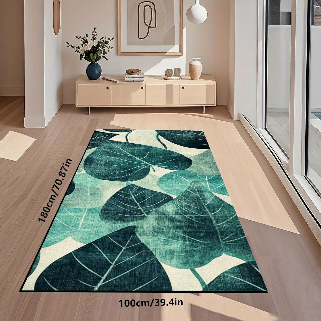 Tapete de Yoga Antiderrapante com Padrão de Folhas Verdes - Tapete Natural para Fitness, Pilates, Dança e Atividades ao Ar Livre, Superfície Espessa e Antideslizante