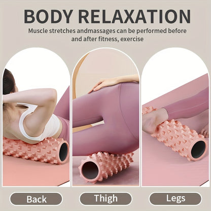 Conjunto de 2 rolos de espuma de alta densidade de tamanho grande, efetivamente ajuda na forma do corpo, material EVA, coluna de ioga estilo dente de lobo 3D, coluna de massagem fascial, adequado para fitness em casa, relaxamento, massagem de ginásio, massagem de longa duração no escritório.