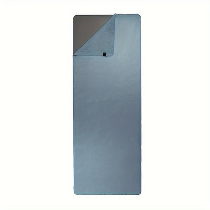 Toalha de Yoga Antiderrapante - Azul Turquesa & Roxo Lavanda, Tecido Absorvente e Secagem Rápida, Base Não Escorregadia para Ginásio, Pilates, Treinos - Compatível com Esteiras (/Cinza)