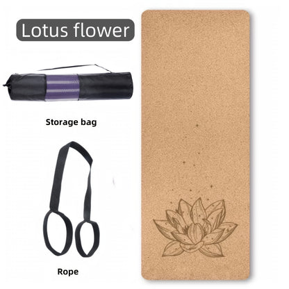 Tapete de Yoga de Cortiça Premium 182,88 x 60,96 cm Cortiça Natural Resistente ao Suor Design de Dupla Camada Antiderrapante TPE com Alças e Bolsa de Yoga - Adequado para Homens e Mulheres Perfeito para Yoga, Pilates, Exercícios de Fitness