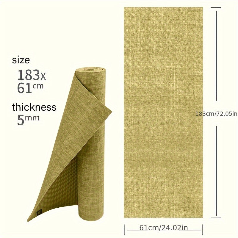 Tapete de Yoga de Linho - Tapete de Fitness Portátil de Alta Qualidade, Antiderrapante, para Mulheres, Ideal para Treinos em Casa e Meditação, Tapete de Yoga Extra Grosso