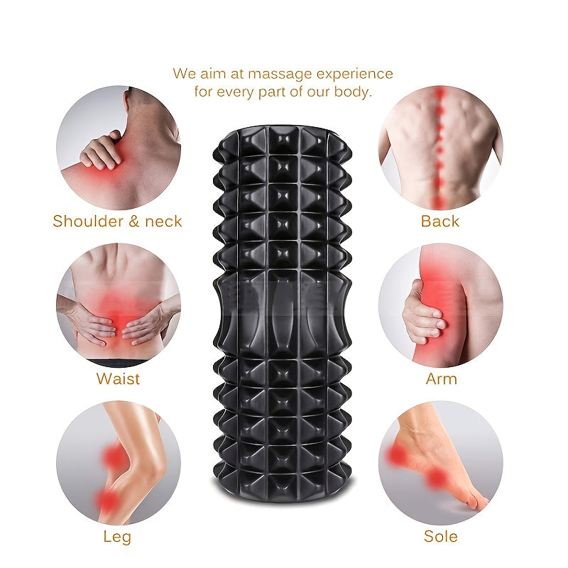 1 rolo de espuma EVA para massagem em Yoga e Pilates, firmeza média, operação manual, ferramenta de exercício para as costas, melhoria da mobilidade, acessório de treinamento de ginástica - Preto, Azul, Roxo