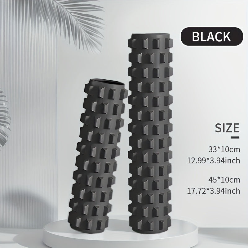 Conjunto de 2 rolos de espuma de alta densidade de tamanho grande, efetivamente ajuda na forma do corpo, material EVA, coluna de ioga estilo dente de lobo 3D, coluna de massagem fascial, adequado para fitness em casa, relaxamento, massagem de ginásio, massagem de longa duração no escritório.