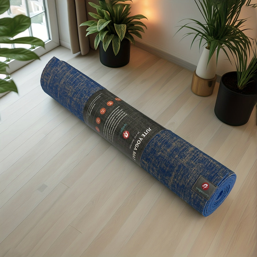 Tapete de Yoga Extra Grande de Juta Natural Reforçado 72x24 Polegadas - Extra Grosso 0.2" (5mm) Antiderrapante, Tapete de Chão Não Tóxico para Ginásio em Casa, Pilates, Yoga, Dança - Tapete de Treino Vegan com Superfície Antiderrapante, Durável e Fácil de Limpar