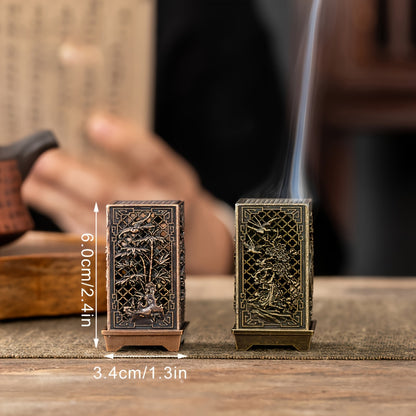 1 Suporte de Incenso Chinesa Elegante e Vazado - Caixa de Metal para Uso Interior - Ideal para Natal, Halloween, Páscoa, Hanukkah - Decoração Perfeita para Casa e Cerimónia do Chá