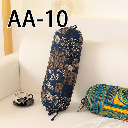 1pc Almofada Cilíndrica Estilo Boêmio com Inserto, Almofada Decorativa Lavável, Fecho de Laço no Pescoço, Costas e Cintura, Adequada para Quarto, Sofá, Escritório, etc., Capa de Tecido de Poliéster L50cm*D20cm com Suporte Ergonômico para o Pescoço, Capa Removível
