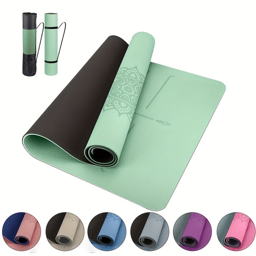 Tapete de Yoga Antiderrapante com Guias de Alinhamento - Tapete de Exercício TPE de Alta Qualidade para Ginásio em Casa, Pilates, Viagem - Durável, Portátil e Fácil de Limpar - Ideal para Yoga