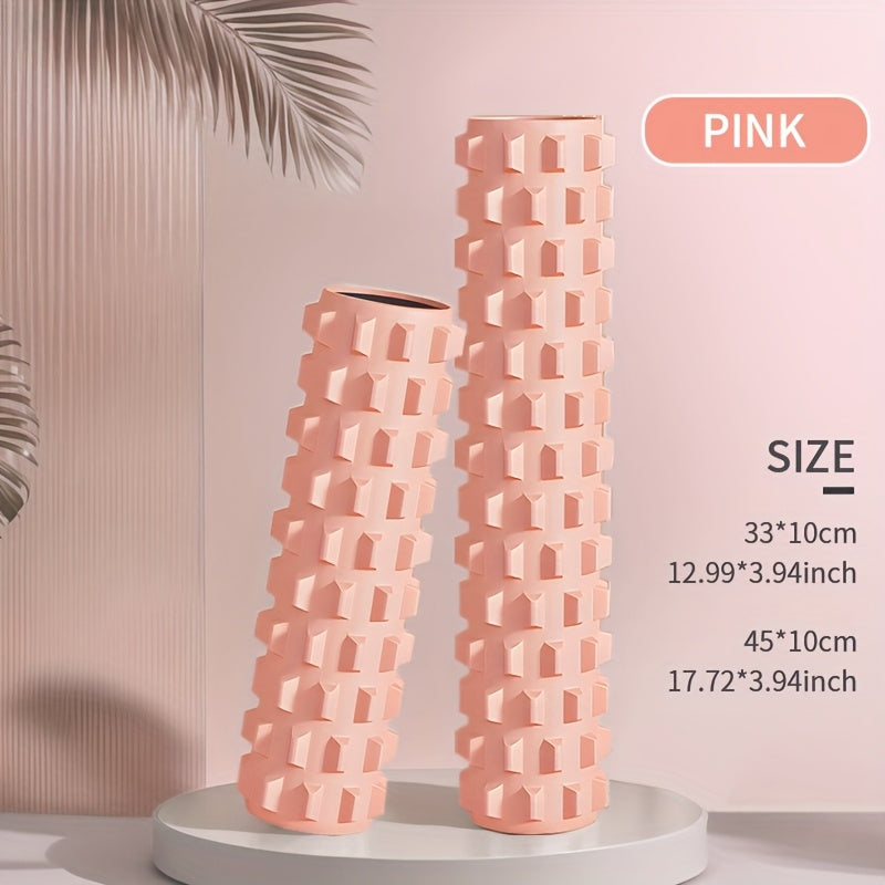 Conjunto de 2 rolos de espuma de alta densidade de tamanho grande, efetivamente ajuda na forma do corpo, material EVA, coluna de ioga estilo dente de lobo 3D, coluna de massagem fascial, adequado para fitness em casa, relaxamento, massagem de ginásio, massagem de longa duração no escritório.