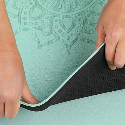 Tapete de Yoga Antiderrapante com Guias de Alinhamento - Tapete de Exercício TPE de Alta Qualidade para Ginásio em Casa, Pilates, Viagem - Durável, Portátil e Fácil de Limpar - Ideal para Yoga