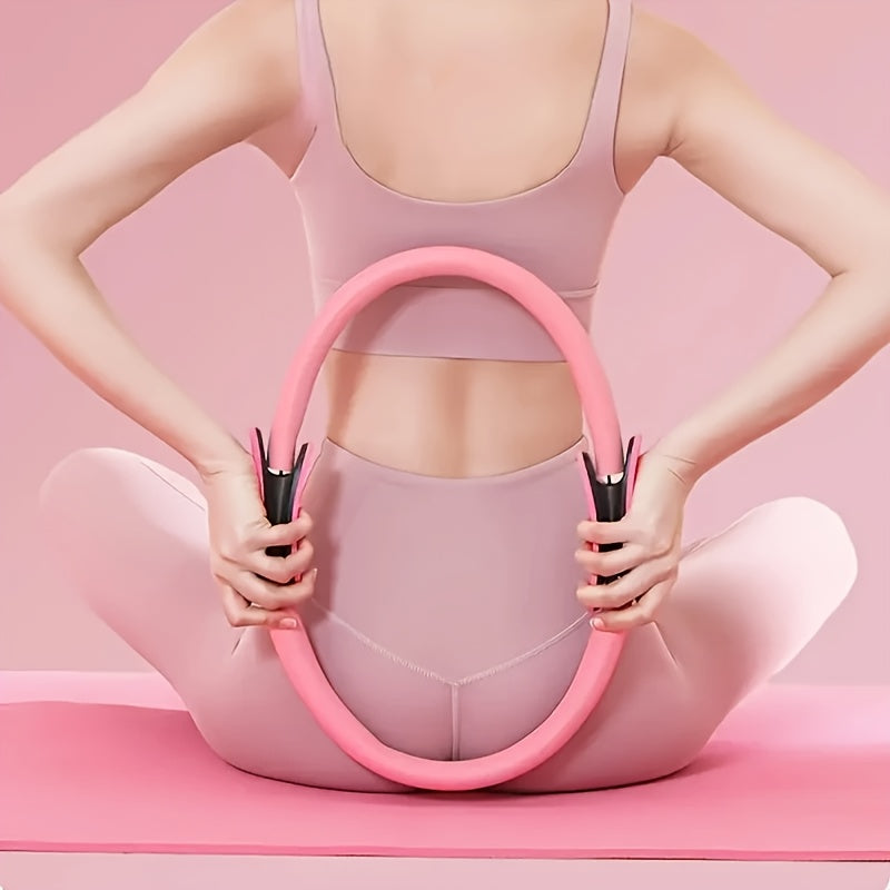 Anel de Pilates Rosa Versátil para Fitness de Corpo Inteiro - Fortaleça, Alongue & Tonifique com Alças de Conforto - Presente Ideal para o Dia das Mães, Dia da Mulher, Dia dos Namorados - Material PP Durável