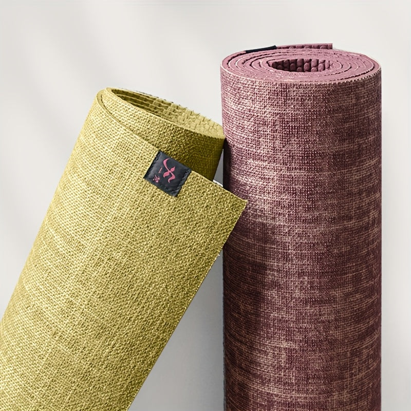 Tapete de Yoga de Linho - Tapete de Fitness Portátil de Alta Qualidade, Antiderrapante, para Mulheres, Ideal para Treinos em Casa e Meditação, Tapete de Yoga Extra Grosso